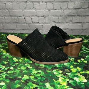Marc Fisher Mule Ripley Suede Black Tan size 6 1/2M